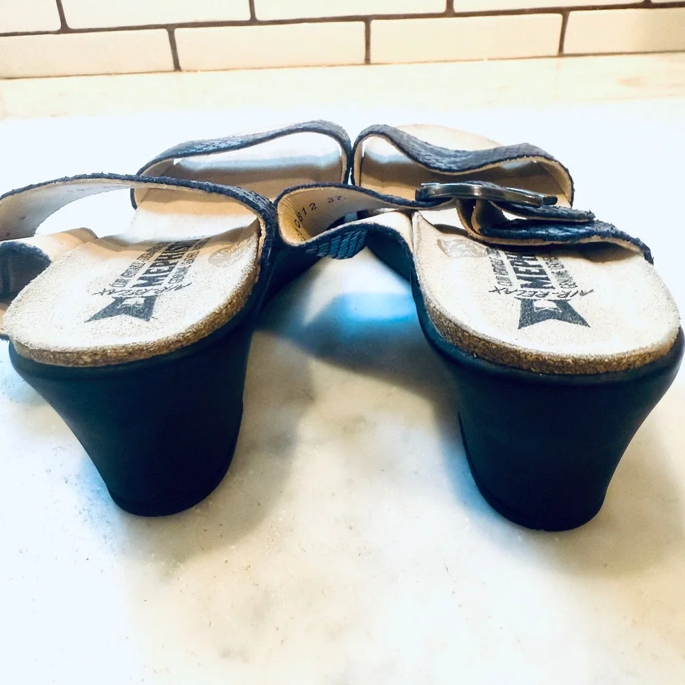 Mephisto Nadia Wedge Sandals‎ Snakeskin Leather Comfort Slides Size 37 - Picture 5 of 7